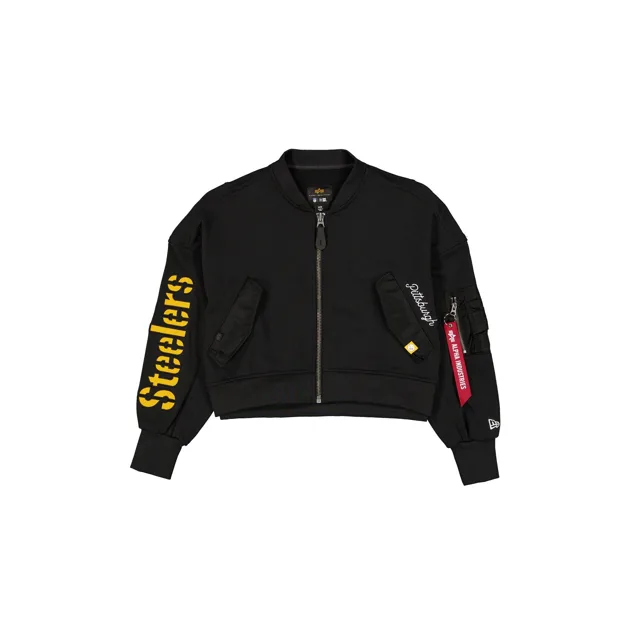 Alpha Industries x Pittsburgh Steelers Veste polaire courte zippée noire pour femme