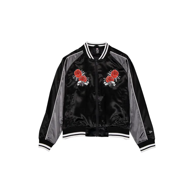 Las Vegas Raiders Veste universitaire en satin fleuri pour femme