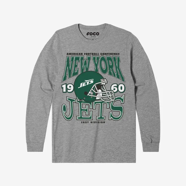 New York Jets T-shirt à manches longues avec casque d'équipe classique