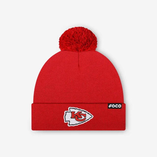 Bonnet à pompon avec logo principal Kansas City Chiefs Basic