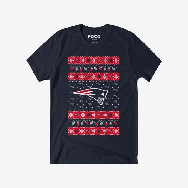 New England Patriots T-shirt pull lumières de Noël
