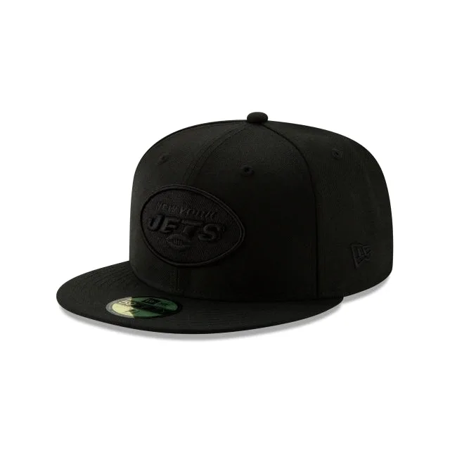 New York Jets Basic Noir sur Noir 59FIFTY Chapeau ajusté
