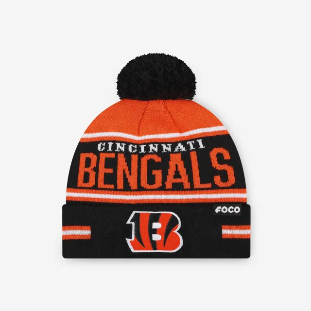 Cincinnati Bengals Bonnet à pompon à rayures et gros mot