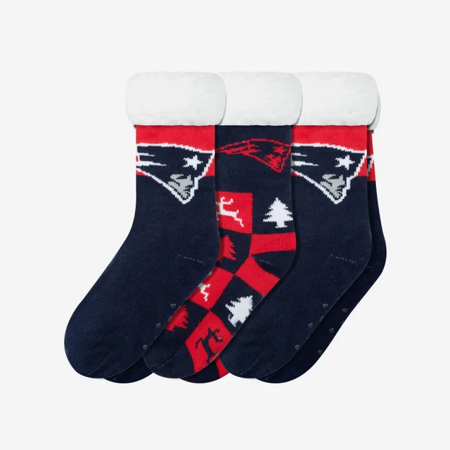 New England Patriots Lot de 3 paires de chaussettes pantoufles Fan Footy pour femmes