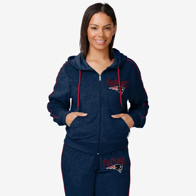New England Patriots Haut zippé en tricot éponge pour femme