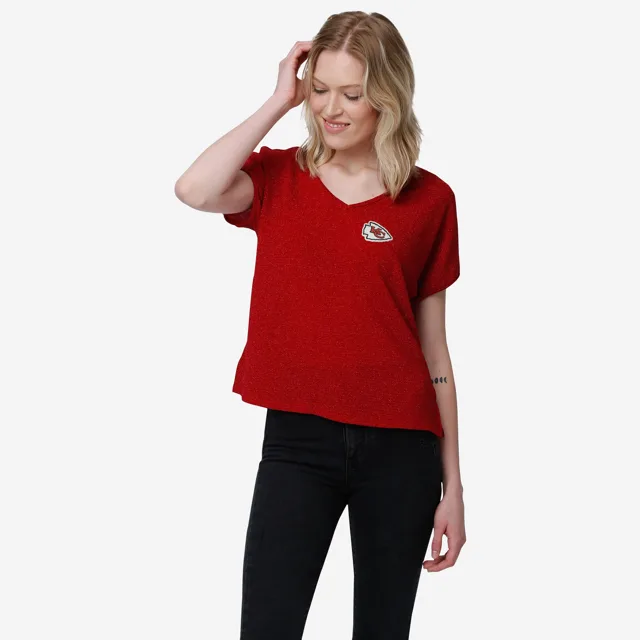 Kansas City Chiefs T-shirt à col en V à paillettes Gametime pour femmes