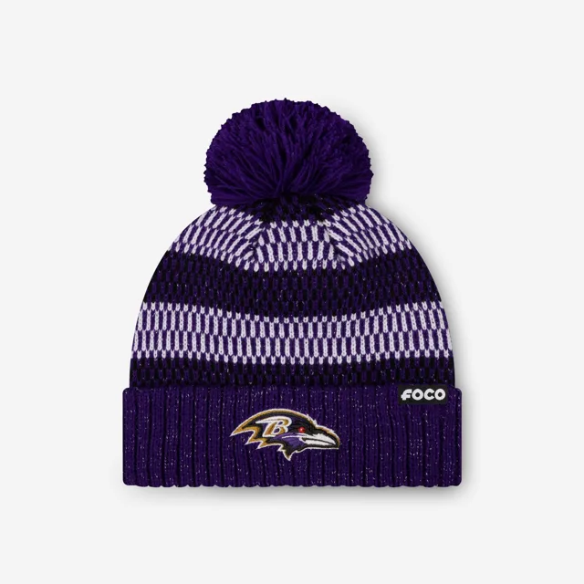 Baltimore Ravens Bonnet à pompon en fil métallique pour femme