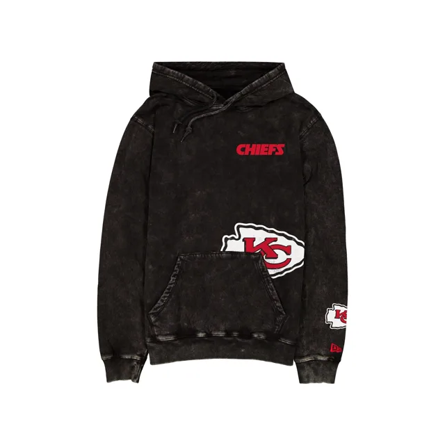 Sweat à capuche noir délavé avec logo Kansas City Chiefs