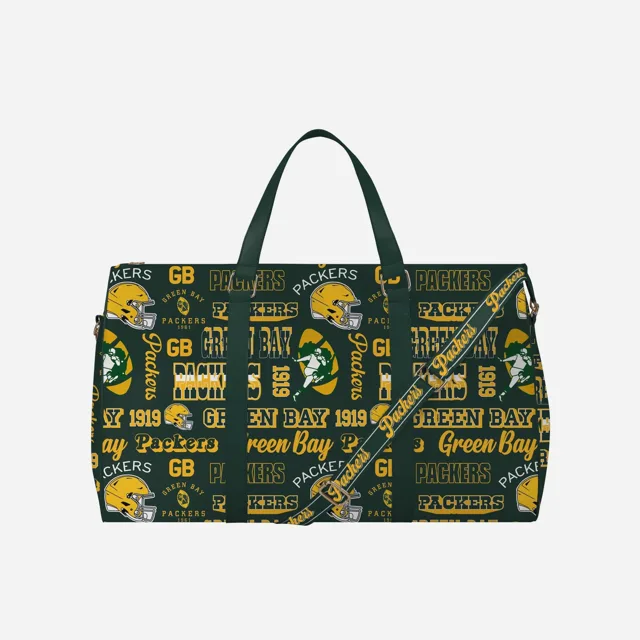 Green Bay Packers Répétez le sac de sport de week-end en nylon à imprimé rétro