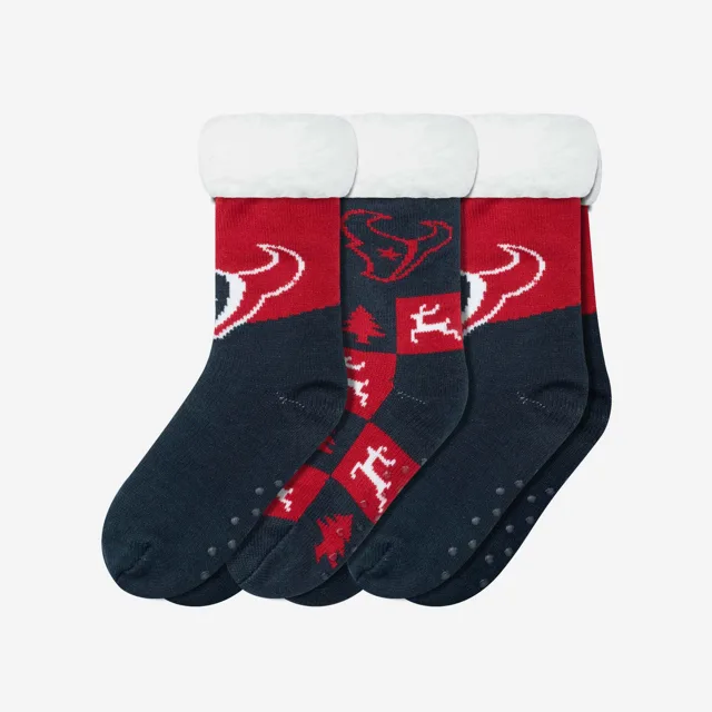 Houston Texans Lot de 3 paires de chaussettes pantoufles Fan Footy pour femmes