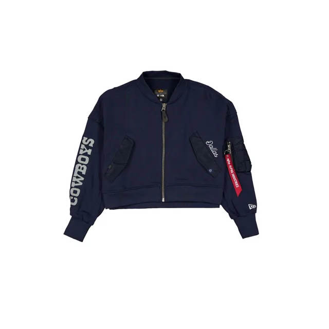 Alpha Industries x Dallas Cowboys Veste polaire courte zippée pour femme bleu marine