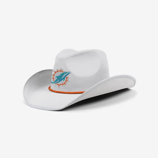 Miami Dolphins Chapeau de cowboy avec logo en strass blanc