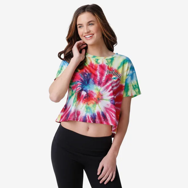 Miami Dolphins Haut court pastel tie-dye pour femme