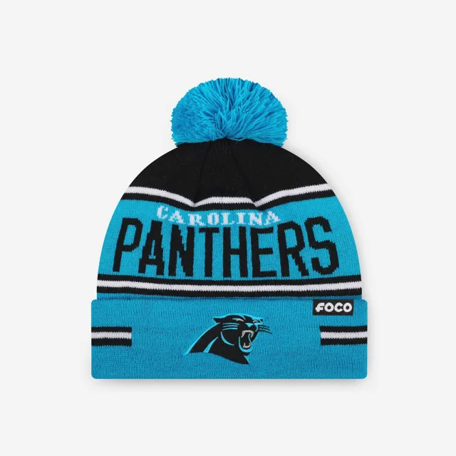 Carolina Panthers Bonnet à pompon à rayures et gros mot