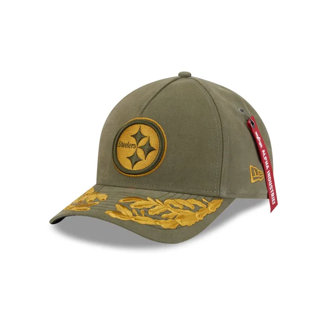 Alpha Industries x Pittsburgh Steelers Casquette Snapback 9FORTY M-Crown A-Frame vert olive
