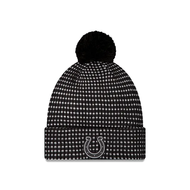 Indianapolis Colts 2026 Sideline Bonnet en tricot à pompon noir pour temps froid