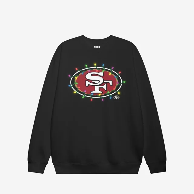 San Francisco 49ers Sweat-shirt à col rond avec logo principal Holiday Lights