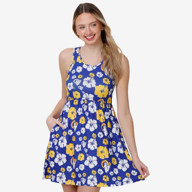 Los Angeles Rams Robe d'été florale préférée des fans pour femmes