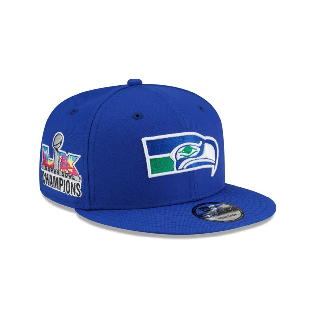 Seattle Seahawks Super Bowl LX Champions Sidepatch Bleu 9FIFTY Casquette Snapback