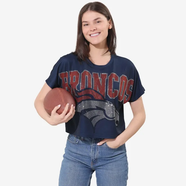 Denver Broncos Haut court avec gros mot-symbole en strass
