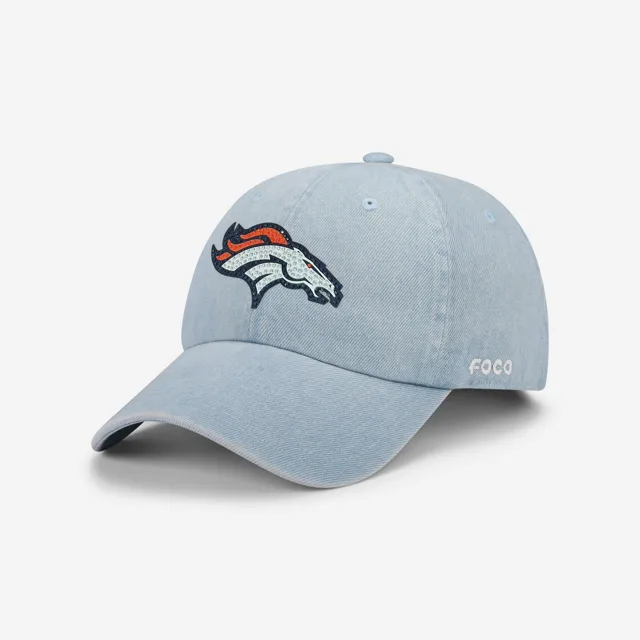 Denver Broncos Casquette décontractée en denim avec logo strass
