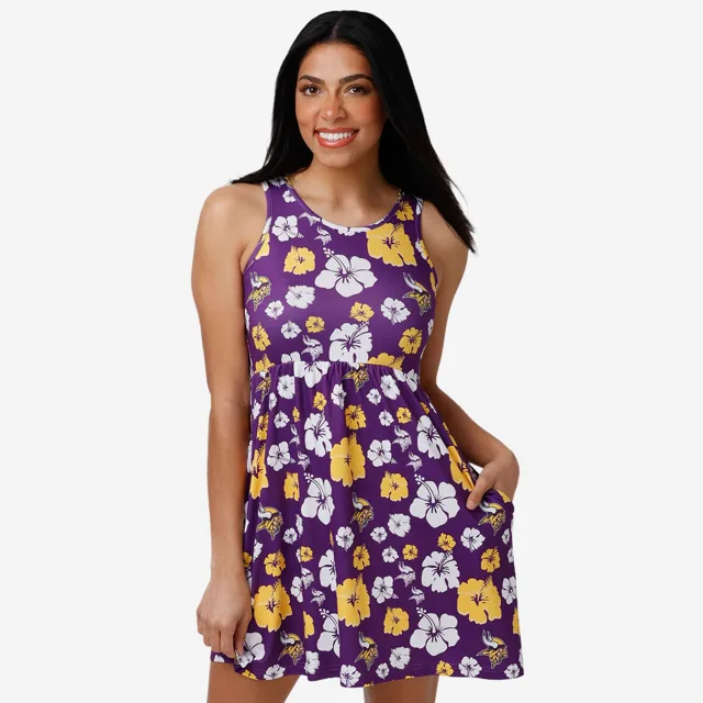 Minnesota Vikings Robe d'été florale préférée des fans pour femmes