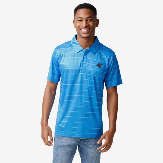 Polo rayé en polyester Carolina Panthers