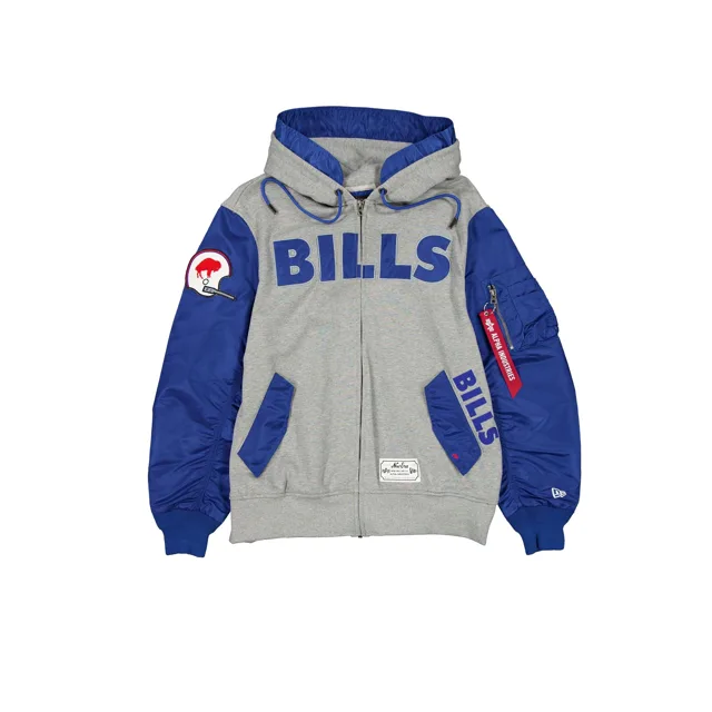 Alpha Industries x Buffalo Bills Veste polaire MA-1 à fermeture éclair gris historique