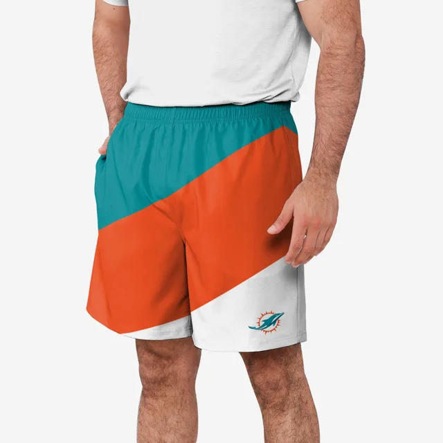 Miami Dolphins Short d'entraînement à double doublure en duvet color block