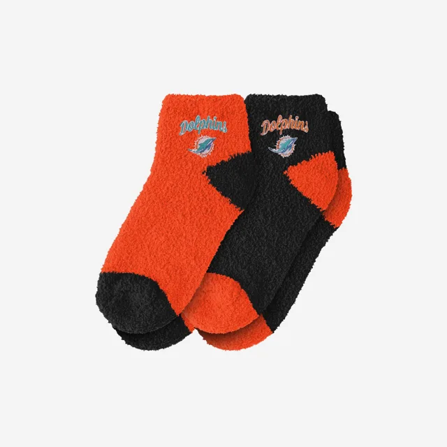Miami Dolphins Lot de 2 socquettes floues avec logo script pour femme