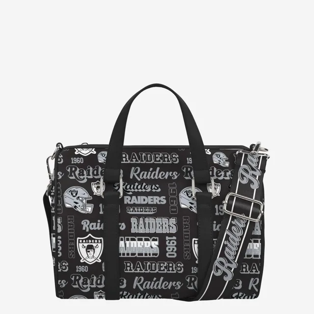 Las Vegas Raiders Répéter Sac tonneau moyen en nylon à imprimé rétro