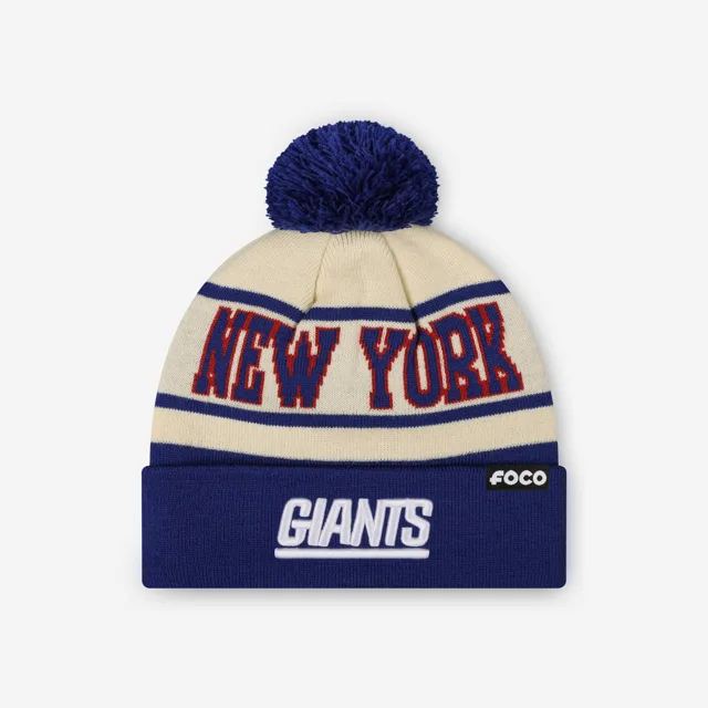 Bonnet à pompon avec logo rétro à rayures Heritage New York Giants