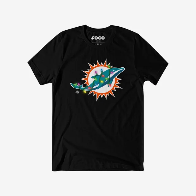 Miami Dolphins T-shirt avec logo principal Holiday Lights