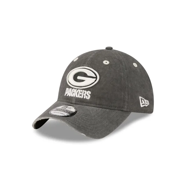 Green Bay Packers Chapeau réglable en coton noir lavé 9TWENTY
