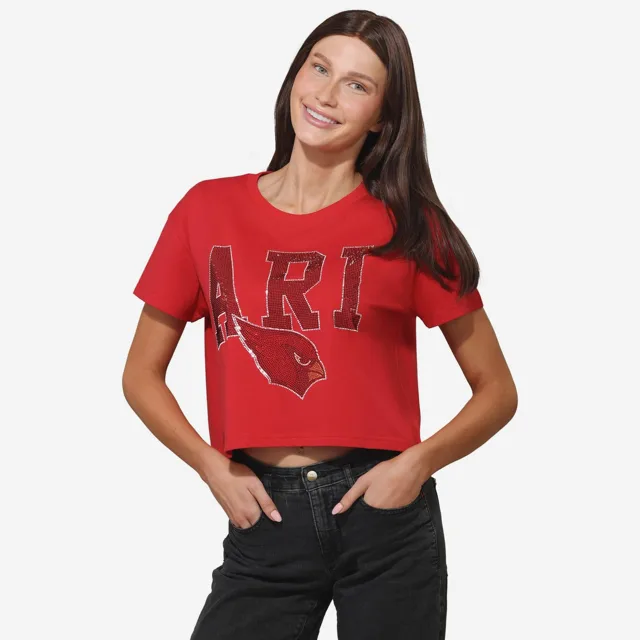 Arizona Cardinals Haut court avec logo strass pour femme
