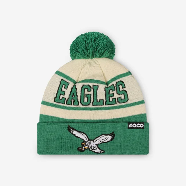 Bonnet à pompon avec logo rétro à rayures Heritage Philadelphia Eagles