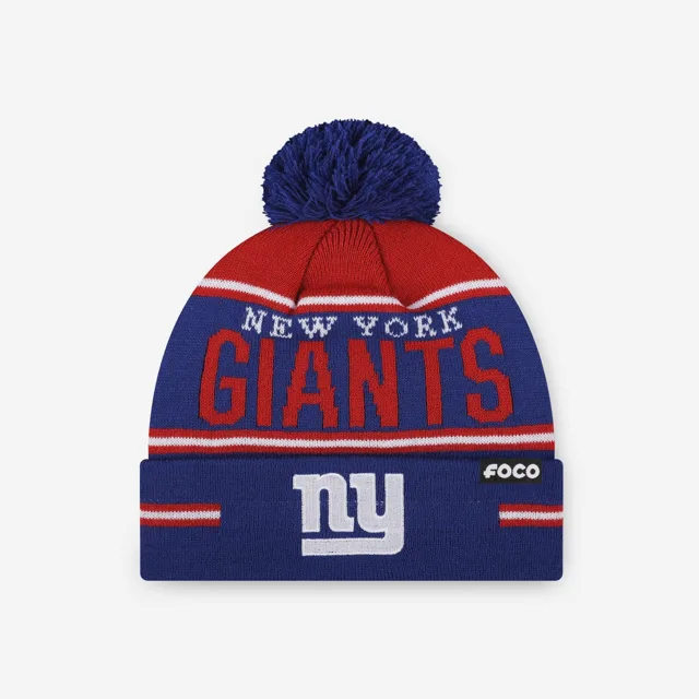 New York Giants Bonnet à pompon à rayures et gros mot