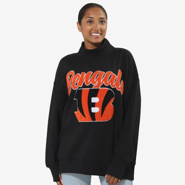 Cincinnati Bengals Sweat-shirt surdimensionné à col montant en chenille pour femme