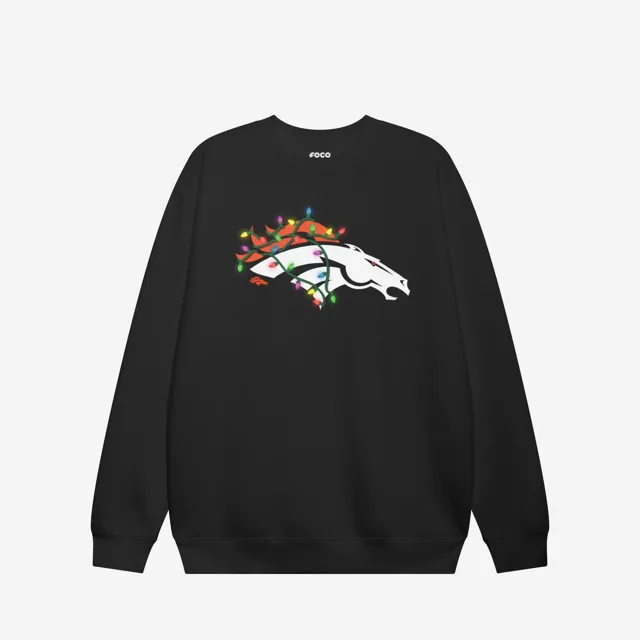 Denver Broncos Sweat-shirt à col rond avec logo principal Holiday Lights