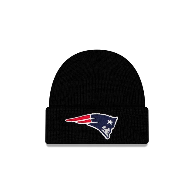 New England Patriots Bonnet en tricot noir à revers