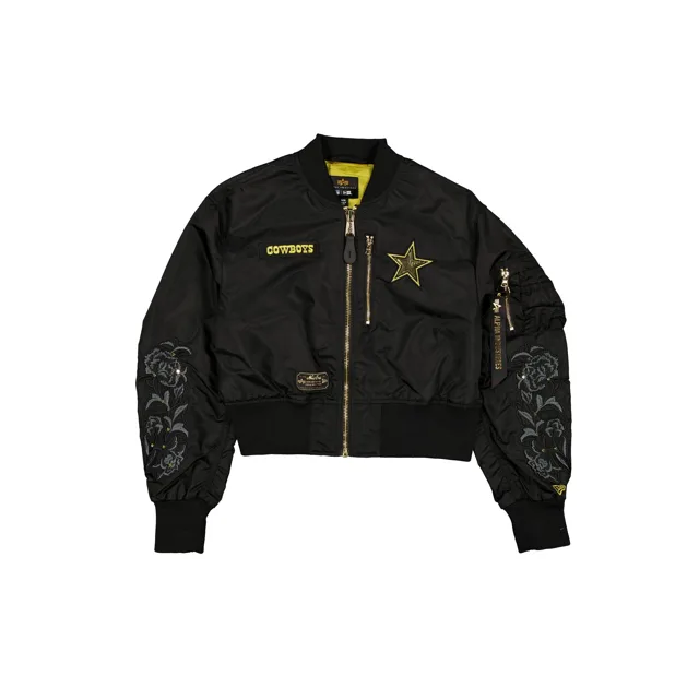 Alpha Industries x Dallas Cowboys Blouson aviateur court L-2B noir et or pour femme