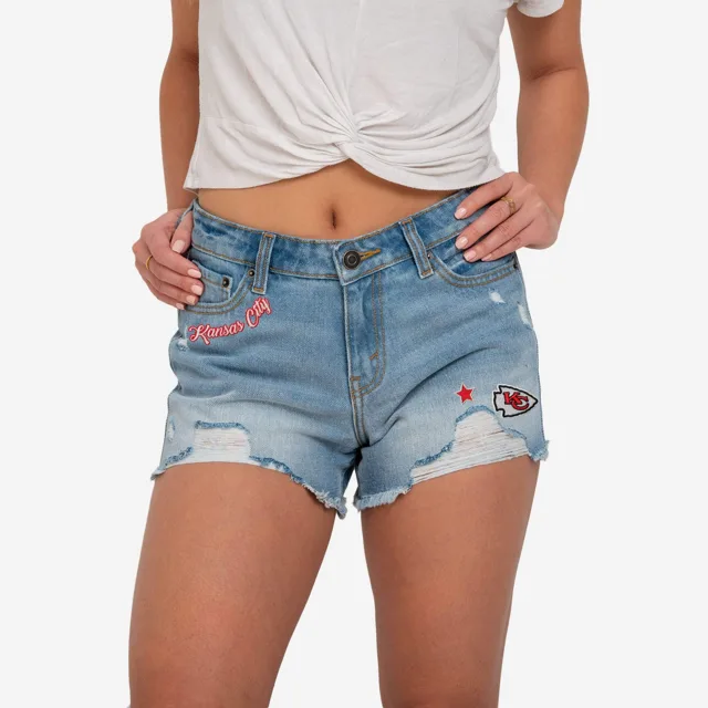 Kansas City Chiefs Short en jean avec logo de l'équipe pour femme