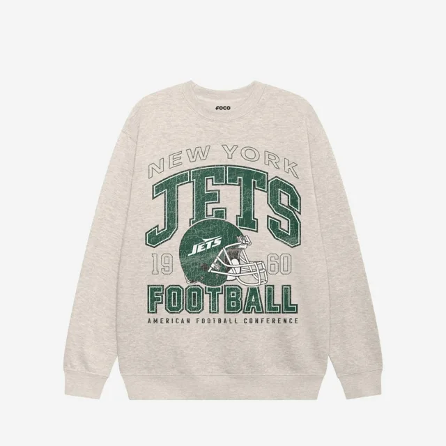 Sweat-shirt universitaire à col rond New York Jets