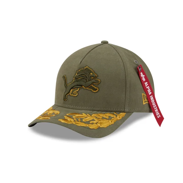 Alpha Industries x Detroit Lions Casquette Snapback 9FORTY M-Crown A-Frame vert olive