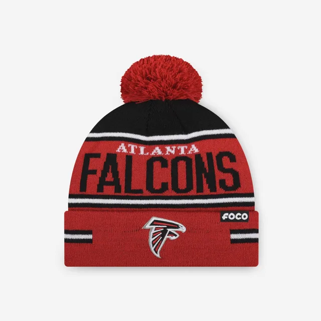 Atlanta Falcons Bonnet à pompon à rayures et gros mot