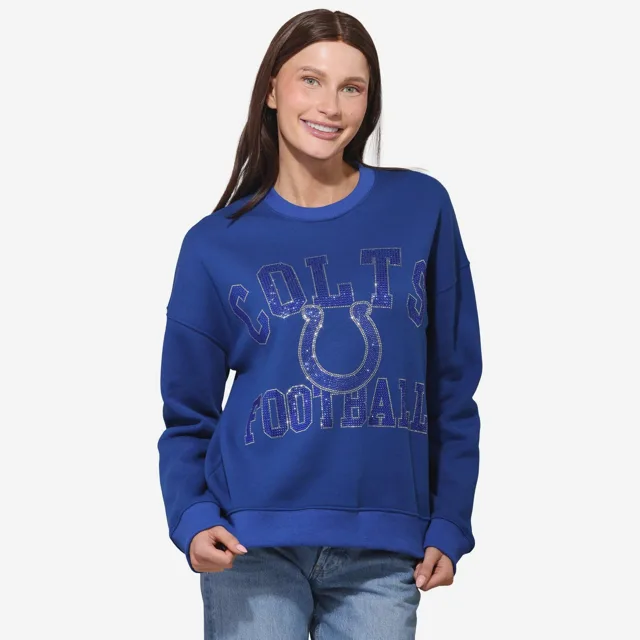 Indianapolis Colts Sweat-shirt surdimensionné à col rond avec logo strass pour femme