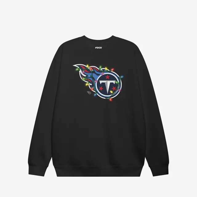 Tennessee Titans Sweat-shirt à col rond avec logo principal Holiday Lights
