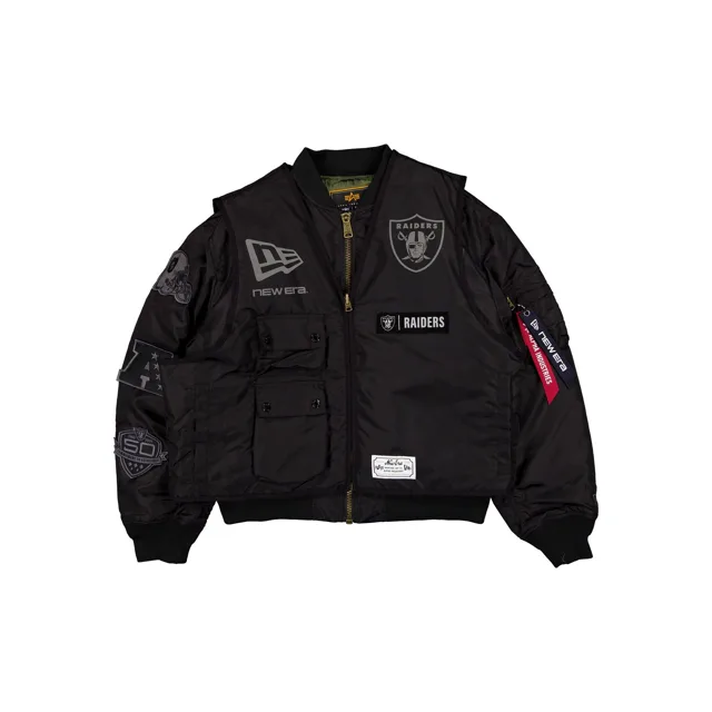 Alpha Industries x Las Vegas Raiders Veste de vol + gilet 2-en-1 MA-1 noir