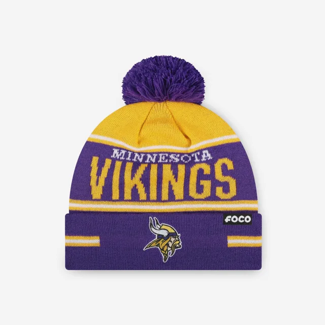 Minnesota Vikings Bonnet à pompon à rayures et gros mot