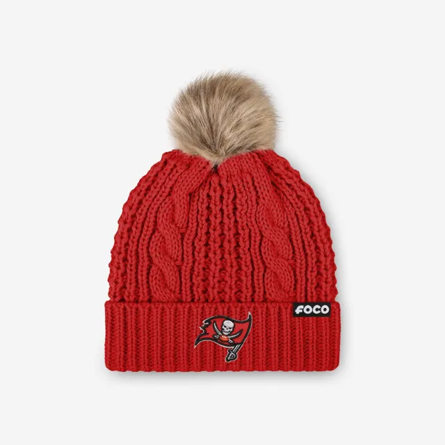 Tampa Bay Buccaneers Bonnet à pompon en fausse fourrure pour femme